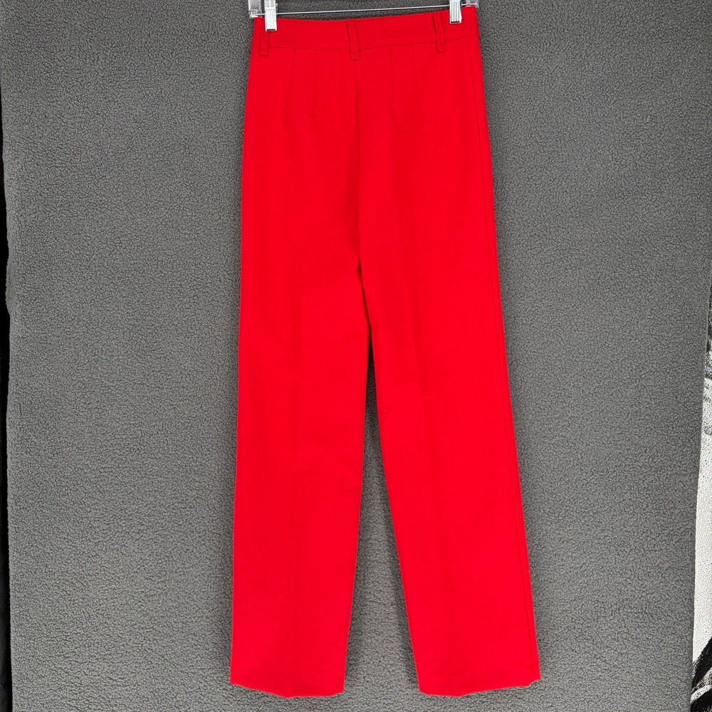 Mango MNG Women Red High Rise Straight Leg Suit Trousers Pants Size 0